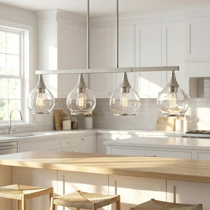 Phaosio Kitchen Island Linear Pendant Light, 4-Light, E26 Base - color: Brushed Nickel, size: 4-Light