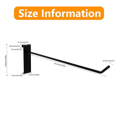 10'' Gridwall Hook Black 25 Pcs Gridwall Accessories Gridwall Pegs - color: Black, size: 10 Inch