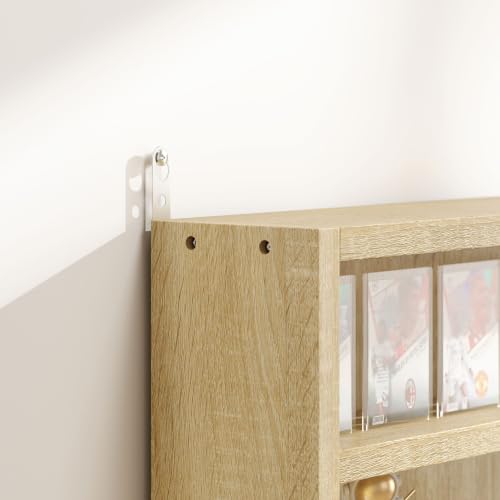 HOMCOM 5-Tier Wall Mounted Display Cabinet Glass Doors Oak - color: Oak