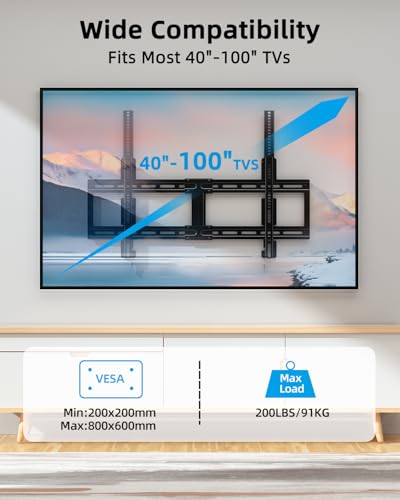 HOME VISION Ultra Slim Fixed TV Wall Mount 40-100", VESA 800x600, 200 lbs - size: 40-100 Inch