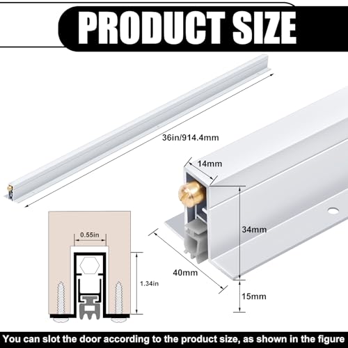 Yaocom 2 Pack 36 Inch Automatic Door Bottom Seal 9/16''w x 36''l x 1-3/8''h Aluminum Automatic Door Sweep