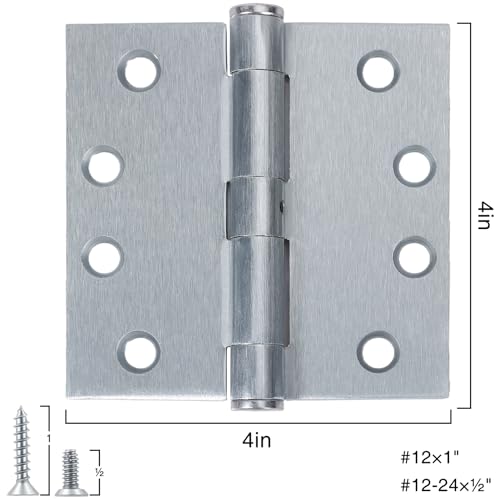 TDCHINGES Exterior Door Hinges 4 Inch x 4" NRP Heavy Duty Satin Chrome - color: Satin Chrome, size: 1 Pack