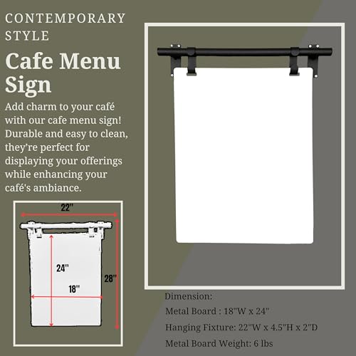 Hanging Menu Contemporary Style Chalkboard Sign, Metal Menu Display 22x28 Magnetic Surface Cafe Bar Sign for Business Price Menu (Black Frame/White Board) - color: Black Frame/White Board