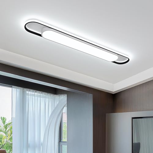 4Ft Cool White Modern LED Ceiling Lighting,65W Metal Linear Ceiling Lamp,6500K High Brightness Simple Long Light for Kitchen Dining Living Room Laundry, Garage Cloakroom Lighting (48Inch) - color: Cool White (6500K/NOT Dimmable ), size: 4 FT (48 Inch / 12