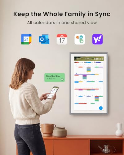 Apolosign 27-inch Digital Calendar & Smart Family Wall Planner, No Subscription, Shared Touchscreen Display with Calendar Sync, Chore Charts & Family Scheduling Hub, Wall Mount Included (Gray) - color: Gray