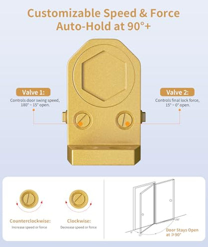 Commercial Heavy Duty Door Closer Large Size with Dullgolden Finish, Hydraulic Self-Closing System - size: Large, style: Dullgolden