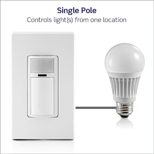 Leviton Motion Sensor Light Switch, Motion Activated, Auto-On/Auto-Off or Manual-On, 2A, No Neutral Wire Required, Single Pole, DOS02-LW, White - color: White