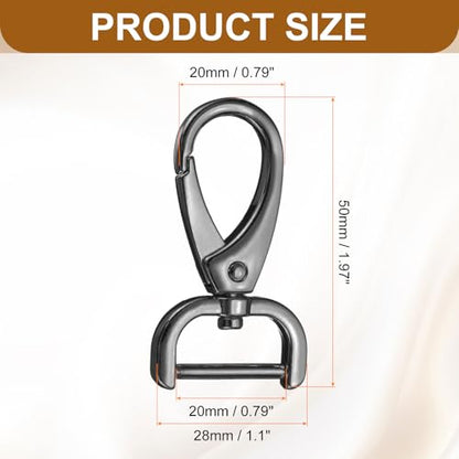 HARFINGTON 2Pcs Detachable Snap Hook Swivel Clasp 3/4" D Ring with Swivel Lobster Claw Clasps Hook for Purse Strap Keychain Bag DIY Craft, Gunmetal - color: Gunmetal, size: 3/4"