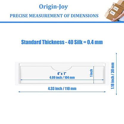 Origin-Joy 25 PCS Self-Adhesive Index Label Pockets, Clear Plastic Peel & Stick Card Holders with Top Open for Loading (4 x 1 inch) - size: 4 x 1 inch, style: Horizontal