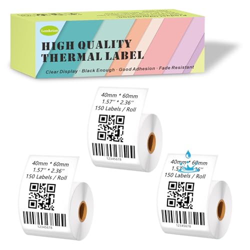 40mm x 60mm Thermal Labels Compatible for Supvan T50M Pro, Phomemo M110, Label Maker Tape Refill, Weatherproof & Tear-Resistant Thermal Stickers (450Pcs) - size: 40mm x 60mm, 1.57''x2.36''