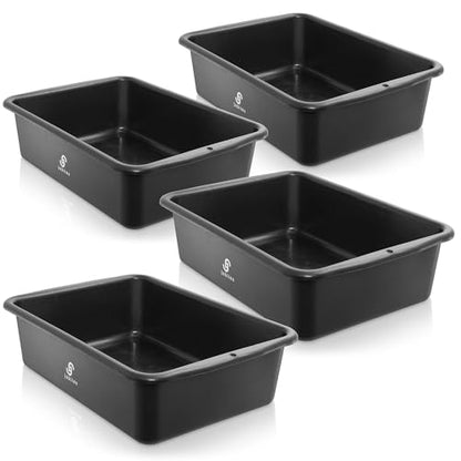 Jubilee 4-Pk Plastic Storage Bin, 20L Black Commercial Busser Utility Tub - color: Black, size: 20 L