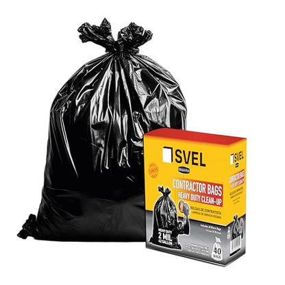 Heavy Duty Industrial Contractor Bags 42 gallons 2 Mil - 33" x 48" Thick and Tough Trash Bag for Construction, Commerical, Yard, Outdoor use. (160)