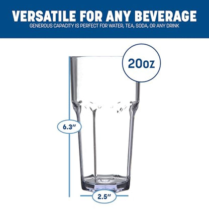 Carlisle FoodService Products Louis Tall Tumbler for Restaurants, Catering, Kitchens, Plastic, 20 Ounces, Clear, (Pack of 24) - size: 20 Ounces, style: 24 Pack