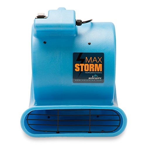 Max Storm 1/2 HP Durable Lightweight Air Mover Carpet Dryer Blower Floor Fan for Pro Janitorial Cleaner, Blue, 1 Pack