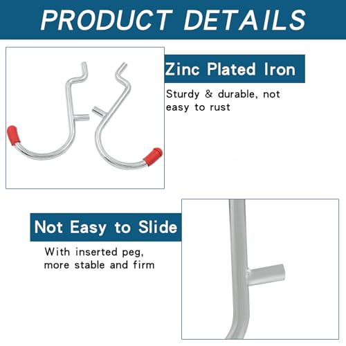 60Pcs Metal Pegboard J Hooks, 1/4", Red Head - color: Red, size: 60pcs