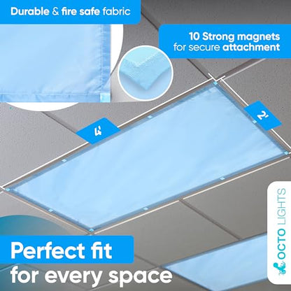 Fluorescent Light Covers for Ceiling Lights Classroom Magnetic Blue 4pk - color: Tranquil Blue