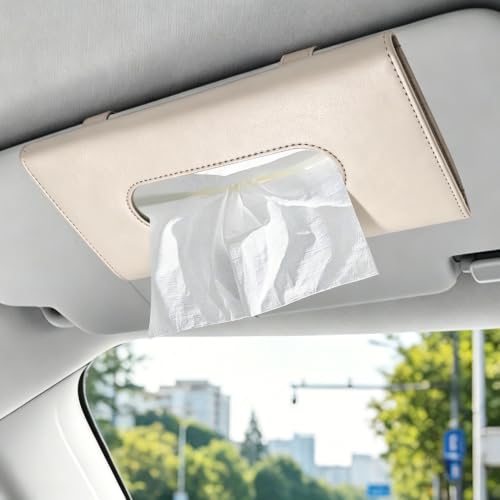 Car Visor Tissue Holder, Car Tissue Organizer, 23 * 12.5cm - color: Beige