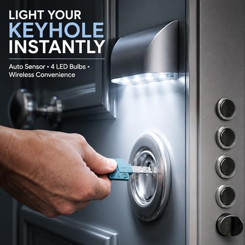 Sourcingbay Motion Sensor Keyhole Light for Door Locks, Silver
