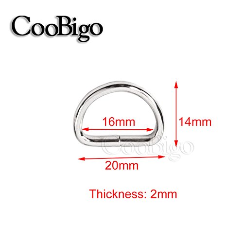 CooBigo 100 Pack 5/8" Dee Rings D-Ring Metal Buckle Strap Sewing Accessories FLQ051-C - color: Silver, size: 5/8 Inch