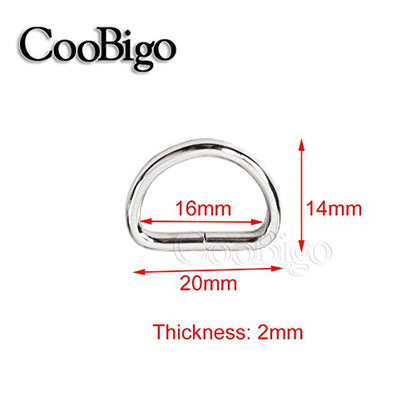 CooBigo 100 Pack 5/8" Dee Rings D-Ring Metal Buckle Strap Sewing Accessories FLQ051-C - color: Silver, size: 5/8 Inch