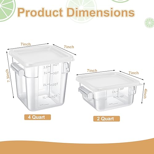 Barydat 4 Pcs Square Food Storage Containers with Lids 2qt & 4qt, White - color: White