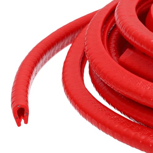 PATIKIL Rubber Edge Trim Guard, 32.8 ft x 5/16" x 15/64" U Channel Edge Protector Seal Strip with Metal Clips Fit for 0.5-1.5mm Edge for Car Door Sheet Metal Hatches Table Corners, Red - color: Red, size: 32.8 ft x 5/16 in x 15/64 in