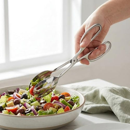 Jucoan 2 Pack Buffet Tongs Salad Tong, 10 Inch Stainless Steel Food Serving Bread Tongs with Scissor Handles for Kitchen, Party - color: Silver