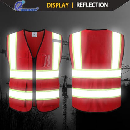 Hi Vis Reflective Safety Vest for Men Women,EK175,Red,M - color: Red, size: Medium