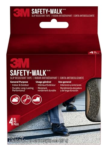 3M Safety-Walk Slip Resistant Tape, 4 in x 15 ft, Anti-Slip, Self-Adhesive Grip Tape (Roll, 4-Inch, 3 Pack) - size: 4-Inch, 3 Pack