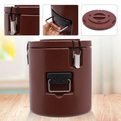Insulated Food Carrier, 15L/13.62 QT Capacity Catering Hot Box with Stainless Steel Barrel, Food Warmers for Hot or Cold Food Storage Restaurant Canteen Home Party Lunch (brown) - color: 15L-Brown