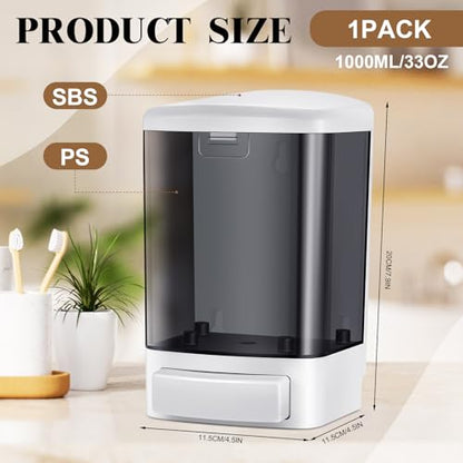 Hushee 1 Pcs Wall Mounted Soap Dispenser,33.8 Oz 1000 Ml,Black - color: Black, size: 33.8 oz 1000 ml