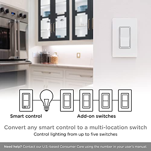 Enbrighten Z-Wave Add-On Switch, Paddle, White & Light Almond, 1 Pack
