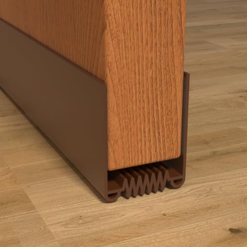 Door Draft Stopper, 36” Length Cuttable Weather Stripping Door Seal, Strong Adhesive Door Sweep for Exterior and Interior Doors (1, Brown) - color: Brown