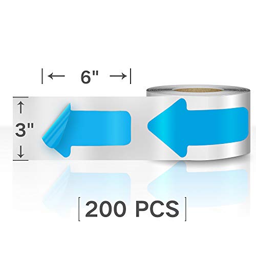 EVQ Blue Arrow Floor Sticker Tape 3 x 6 Inch Directional Vinyl 200 PCS - color: Blue, size: 3"×6"