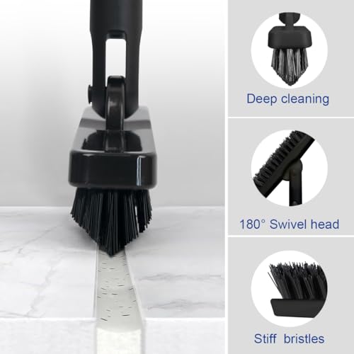 CELOX Grout Cleaner for Tile Floors, Shower Tile Floor Scrubber for Cleaning Baseboard Bathroom, Black - color: Bright-black