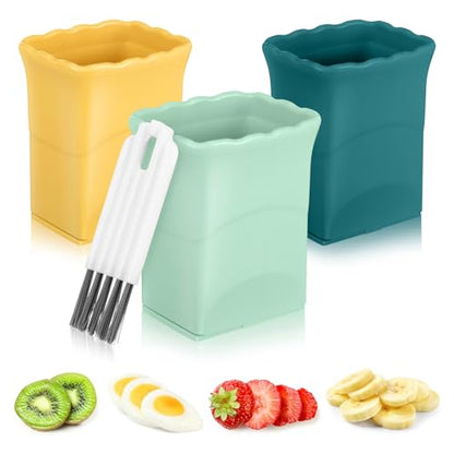 iplusmile 3 Pack Fruit Slicer Cup Stainless Steel Strawberry Cutter