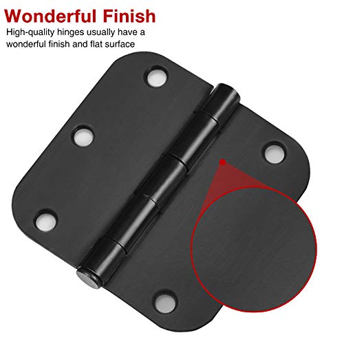 24 Pack Matte Black Door Hinges 3.5 Inch Rounded 5/8" Radius Corners - color: Matte Black, size: 24 Pack