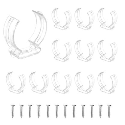 MECCANIXITY T16 U Clips Holder Bracket Fluorescent Tube Light Fixture Plastic Pipe Clamps with Screws for LED Bulbs Ceiling Lamp, Clear, Pack of 12 - size: T16