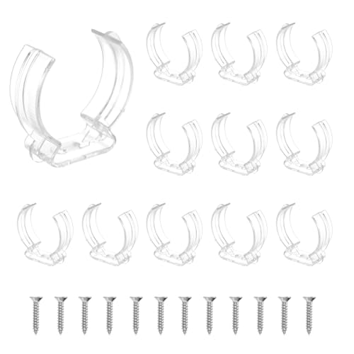 MECCANIXITY T16 U Clips Holder Bracket Fluorescent Tube Light Fixture Plastic Pipe Clamps with Screws for LED Bulbs Ceiling Lamp, Clear, Pack of 12 - size: T16
