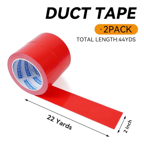 2-Pack 2 in 22 Yds Red Duct Tape, Strong & No Residue - color: Red