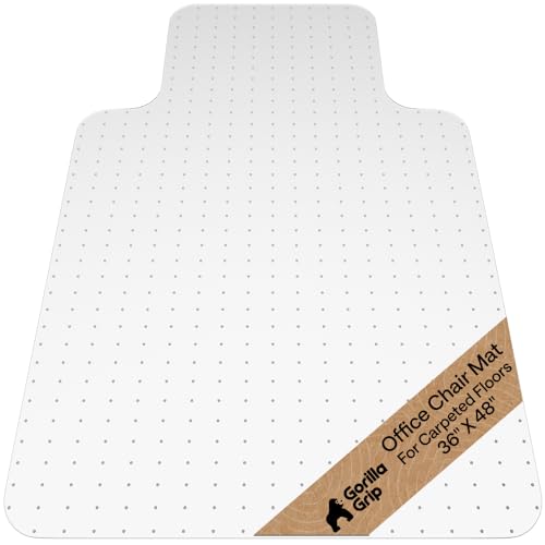 GORILLA GRIP Office Chair Mat for Carpet Floors, Heavy Duty 36x48 Clear Lip - size: 36"x48", style: Carpet Floor with Lip