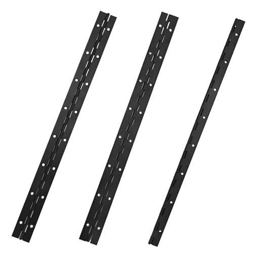 6 Pack Continuous & Piano Hinges,16 inches Black 304 Stainless Steel Hinges 0.04" Thickness Heavy Duty Continuous Hinges with Holes for Pianos，Door，Wooden Boxes，Cabinet. (16inches/40cm) - size: 16inch