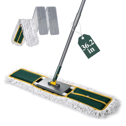 Masthome 36" Commercial Dust Mop,Heavy Duty Wet & Dry Flat Floor Mops - color: Green Large