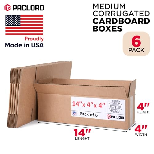 Long Cardboard Boxes 14"L x 4"W x 4"H (Pack of 6) - USA-Made Packing Boxes for Moving, Shipping, or Storage - USPS, UPS, FedEx Approved - Professional Packing Supplies for Moving - color: Pack of 6, size: Long 14x4x4"