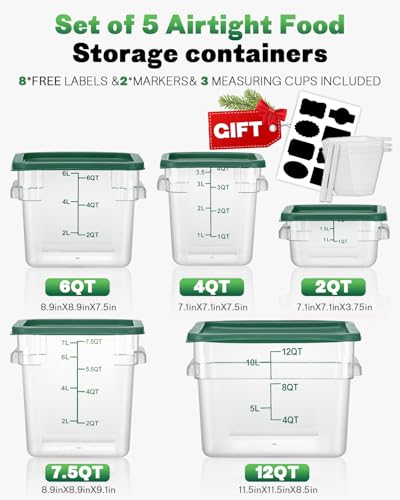 2QT 4PCS NSF Commercial Clear Food Storage Containers with Lids(GREEN) - color: B3-2QT-GREEN