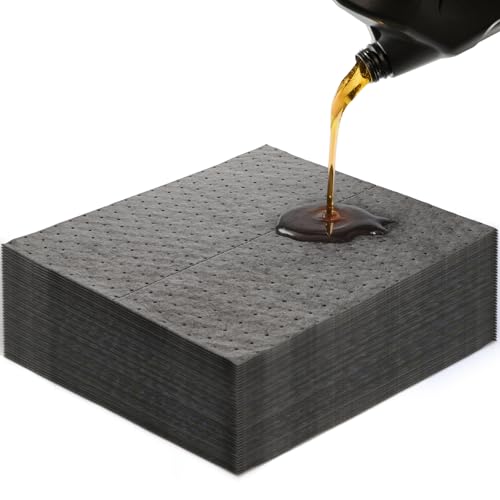 Okllen 50 Pcs Oil Absorbent Pads, 16"x18" Pigmats Spill Pads Dimpled Texture for Fast Spill Cleanup for Garage, Workshop & Industrial Use