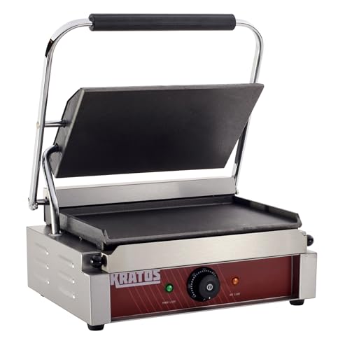 Kratos Commercial Electric Panini Sandwich Grill with Smooth Plates - size: Medium w/ Smooth Plates