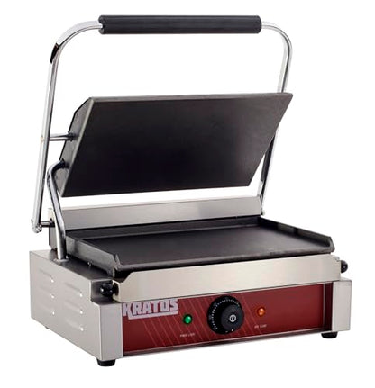 Kratos Commercial Electric Panini Sandwich Grill with Smooth Plates - size: Medium w/ Smooth Plates