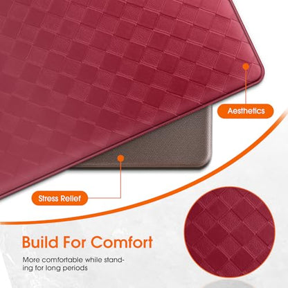 TranquilRelax 2-Piece Kitchen Mats, Cushioned Non-Slip Floor Mats, Burgundy - color: Burgundy, size: 2-Piece | 30"+47" | Standard