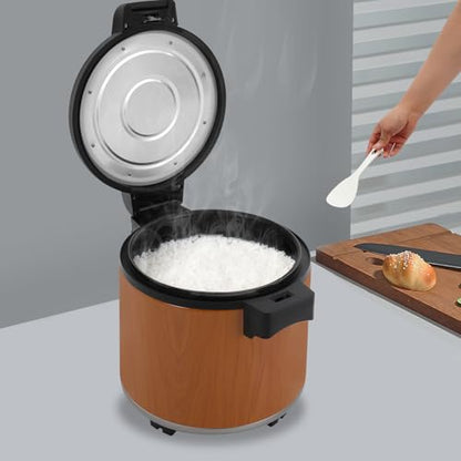 Electric Rice Warmer, 23L/6Gal Commercial Stainless Steel Electric Food Warmer with Rice Spoon & Cover Heavy Duty Rice Warmer 100 Cups Adjustable Warm Function Only (Brown) - color: Brown